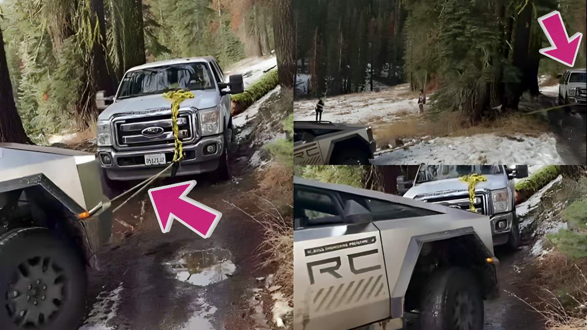 A New Video Shows a Tesla Cybertruck Getting Rescued by a Ford F-150